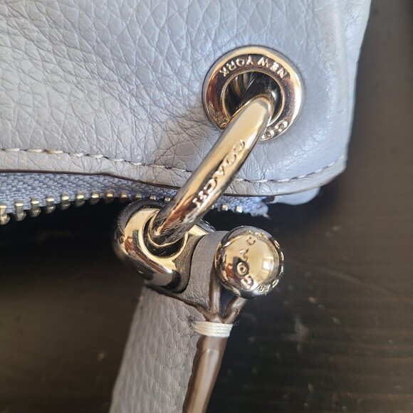 Coach Mia Blue Pebble Leather Shoulder Bag F73196 - Picture 6 of 10